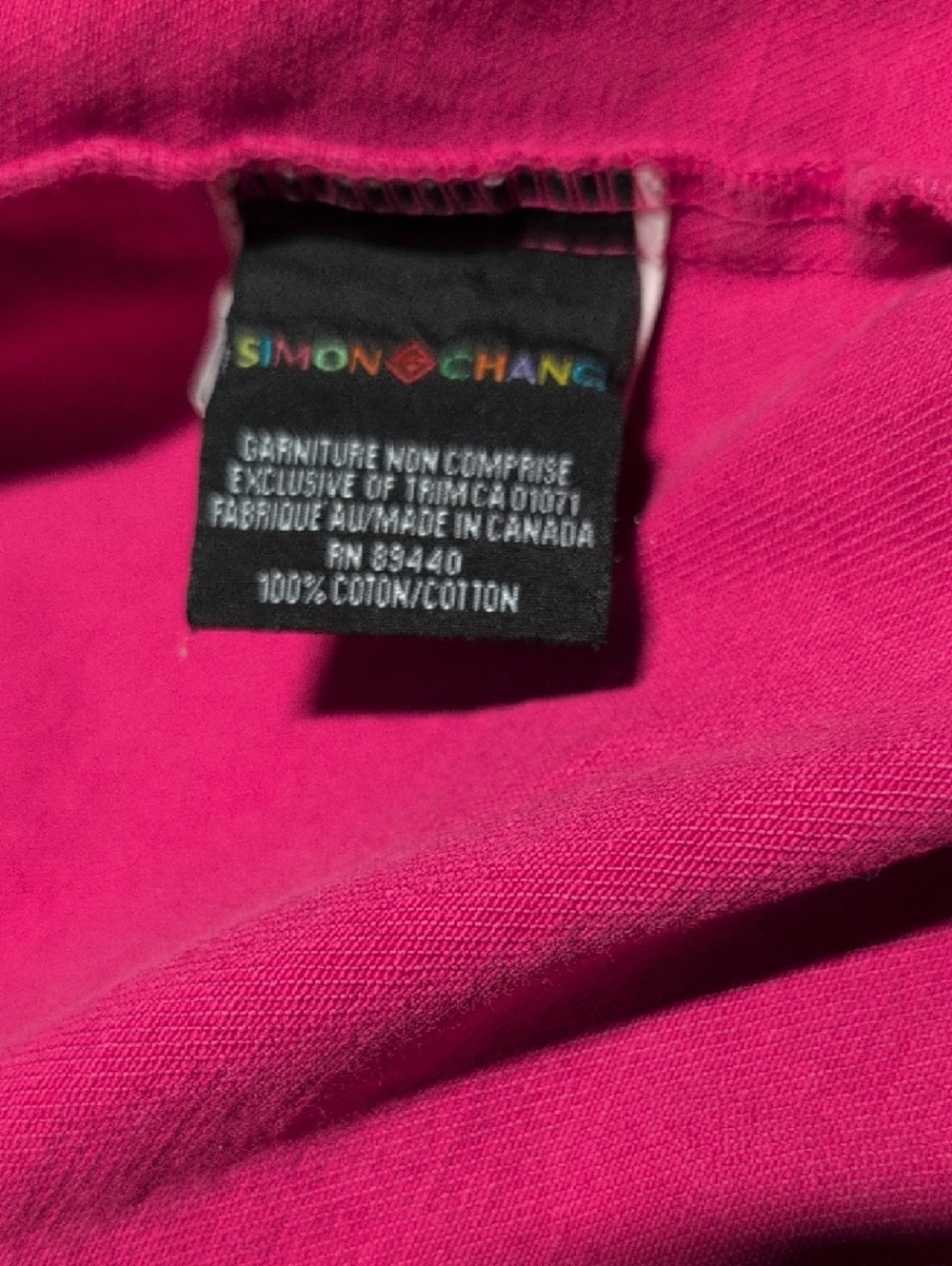 392- Simon Chang Bright Pink Denim Vest | Button‑Front Statement Layer - Picture 4 of 5